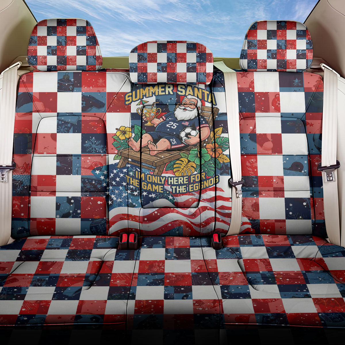 USA Soccer Summer Christmas In July Back Car Seat Cover Summer Santa World Football 2026