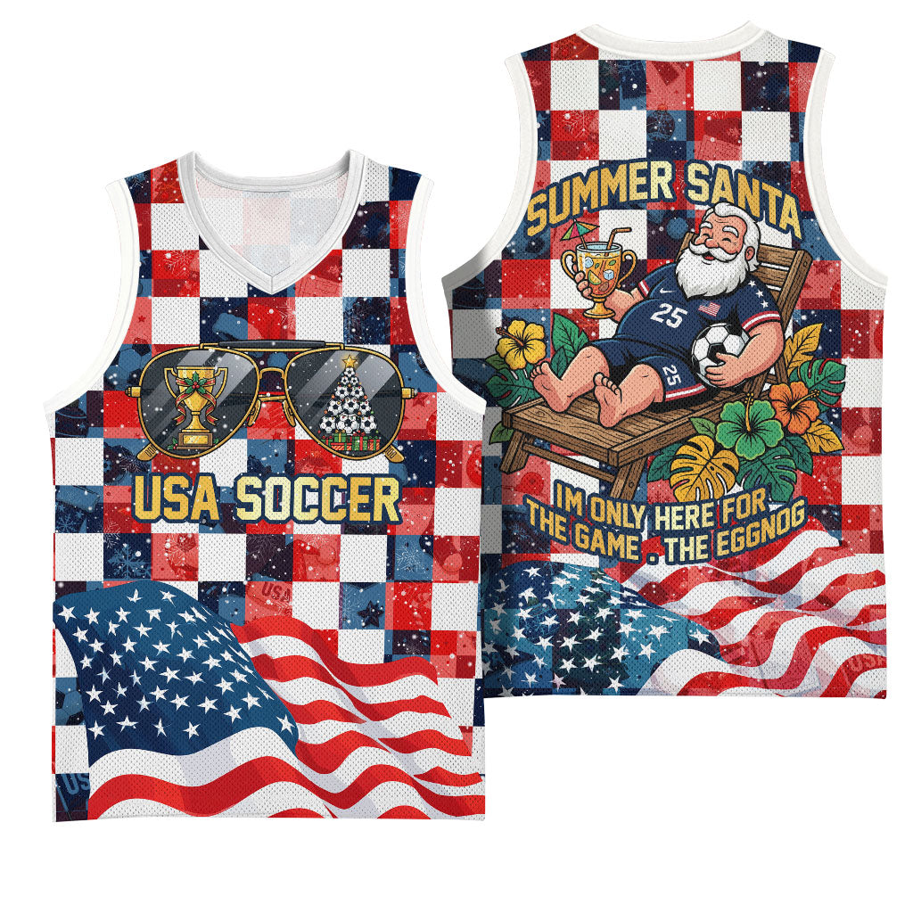 USA Soccer Summer Christmas In July Basketball Jersey Summer Santa World Football 2026