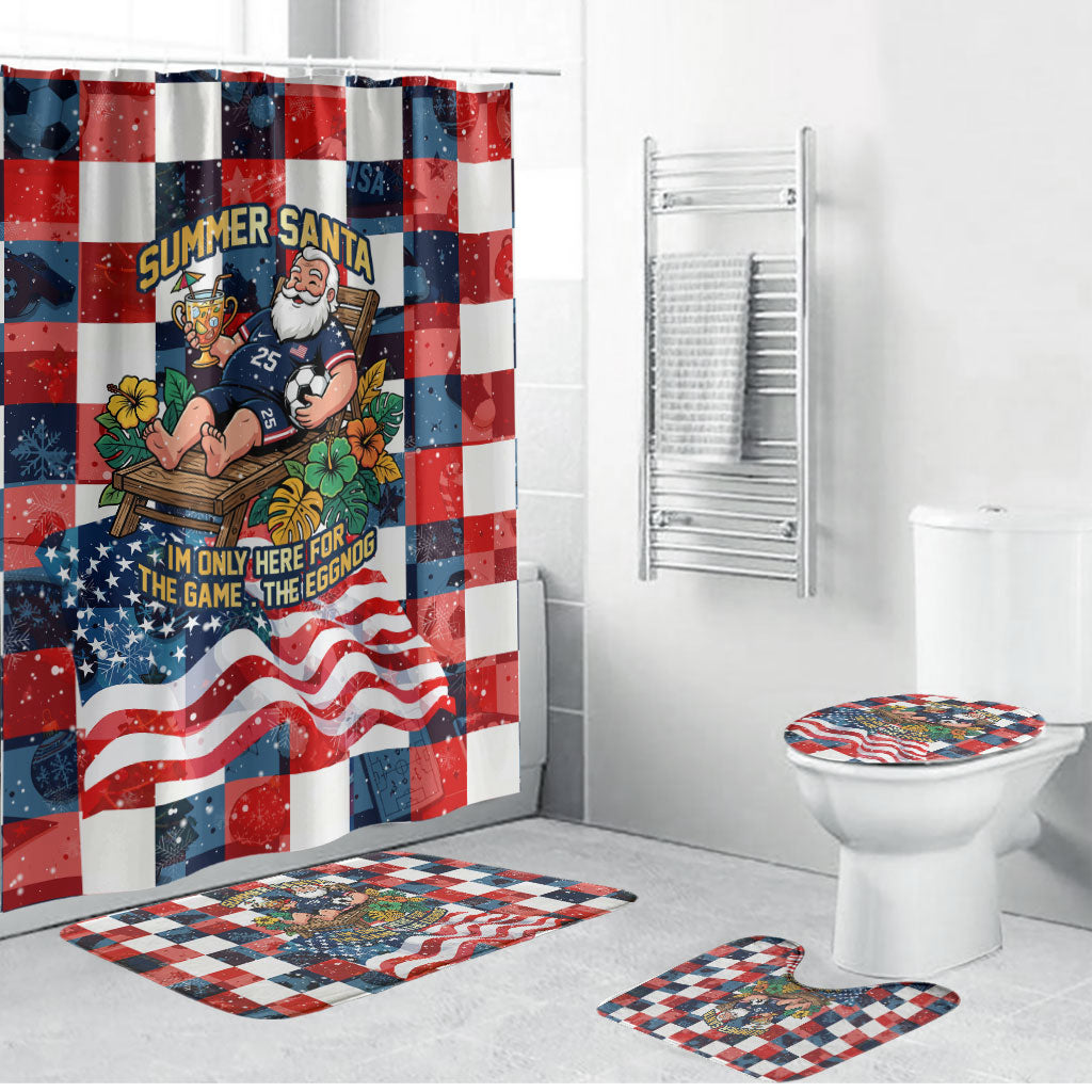 USA Soccer Summer Christmas In July Bathroom Set Summer Santa World Football 2026