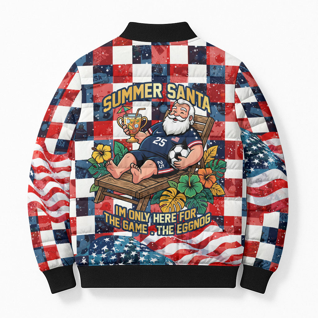 USA Soccer Summer Christmas In July Bomber Puffer Jacket Summer Santa World Football 2026