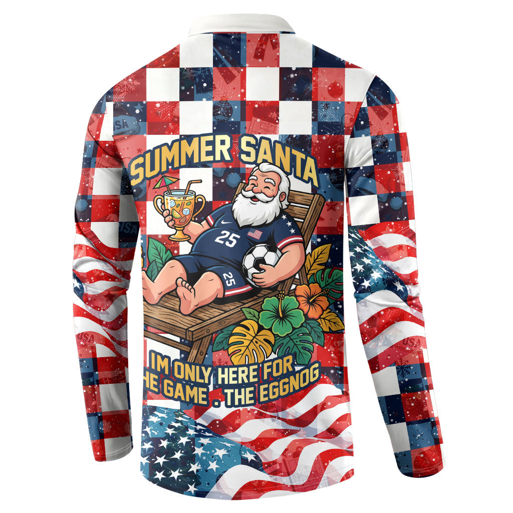 USA Soccer Summer Christmas In July Button Sweatshirt Summer Santa World Football 2026