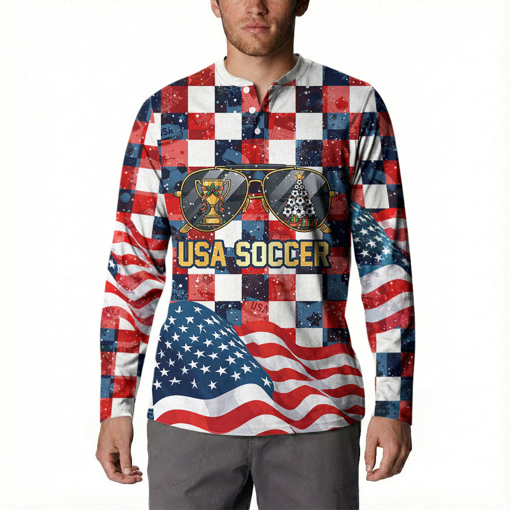 USA Soccer Summer Christmas In July Button Sweatshirt Summer Santa World Football 2026
