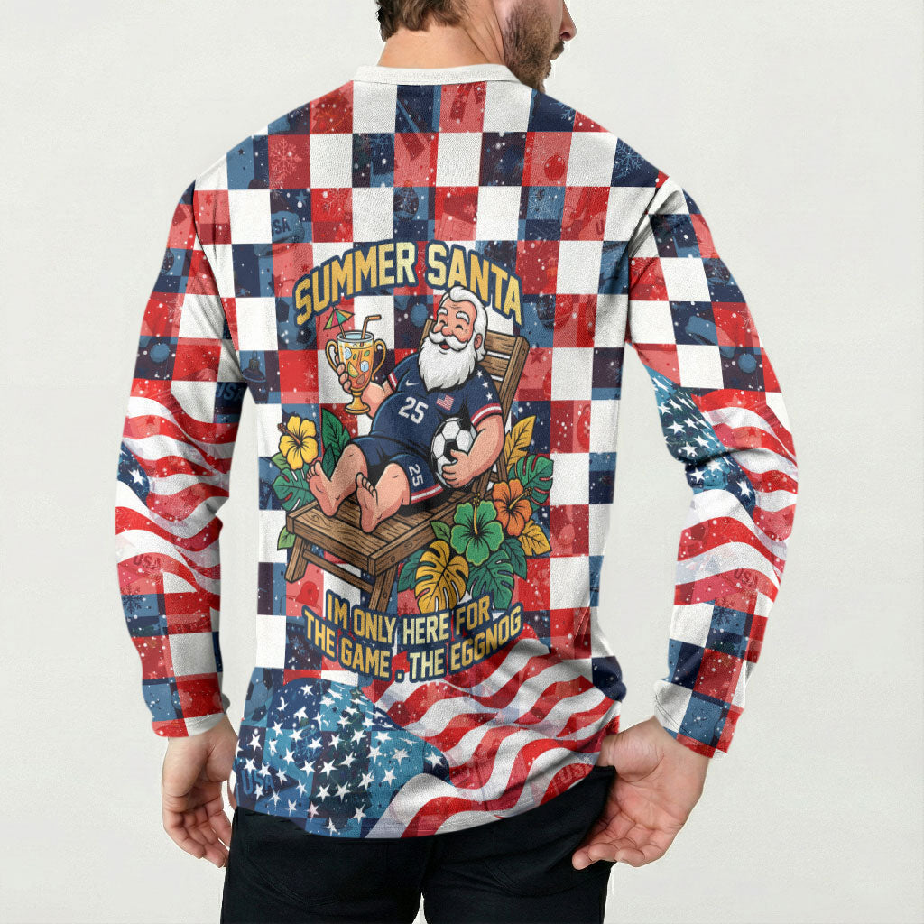 USA Soccer Summer Christmas In July Button Sweatshirt Summer Santa World Football 2026