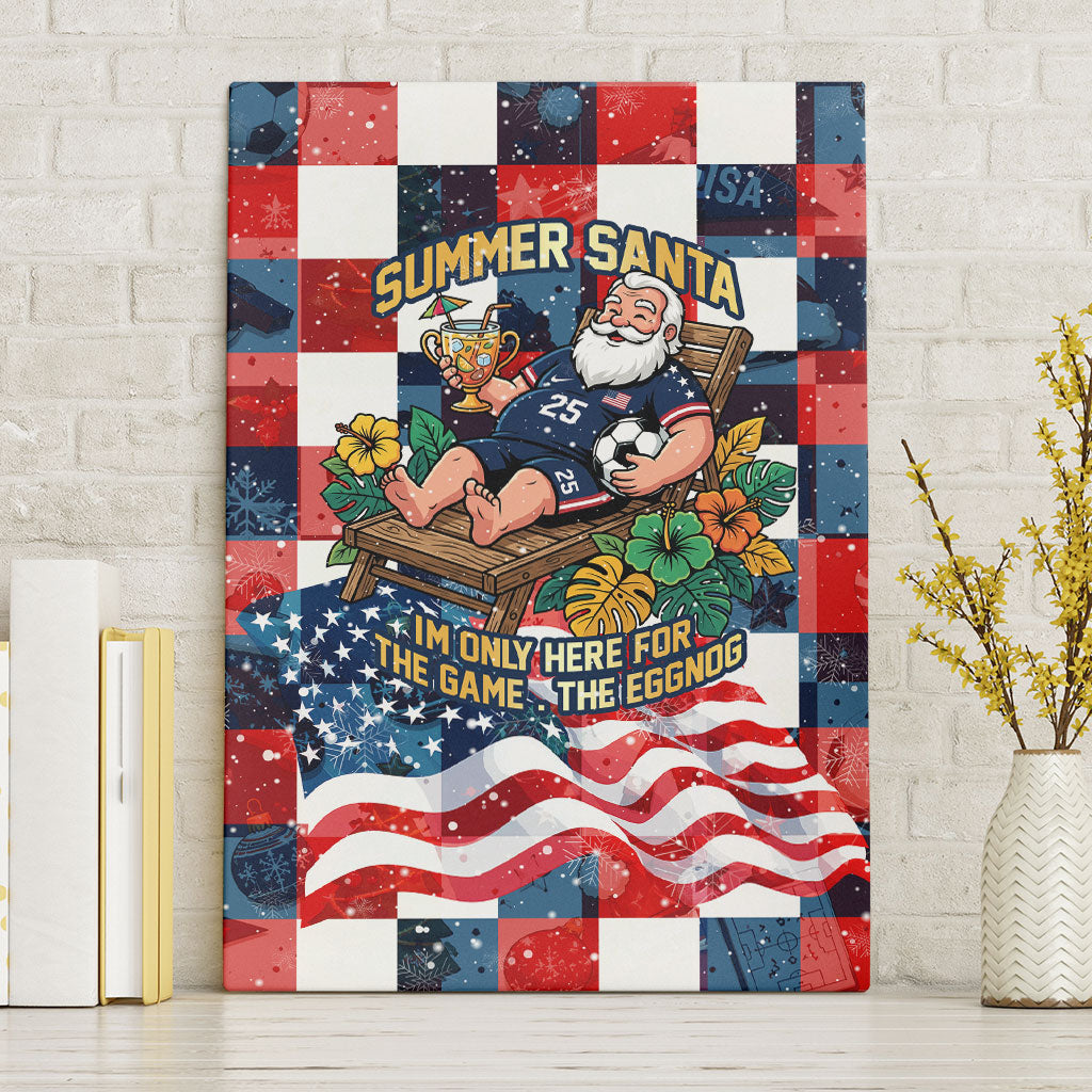 USA Soccer Summer Christmas In July Canvas Wall Art Summer Santa World Football 2026