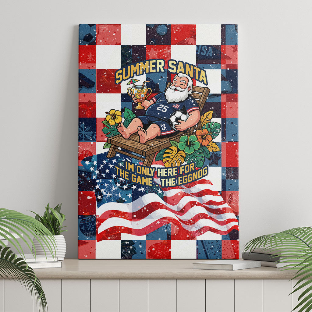 USA Soccer Summer Christmas In July Canvas Wall Art Summer Santa World Football 2026