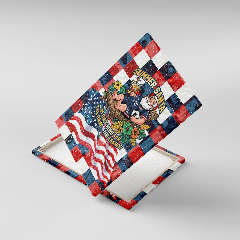 USA Soccer Summer Christmas In July Canvas Wall Art Summer Santa World Football 2026