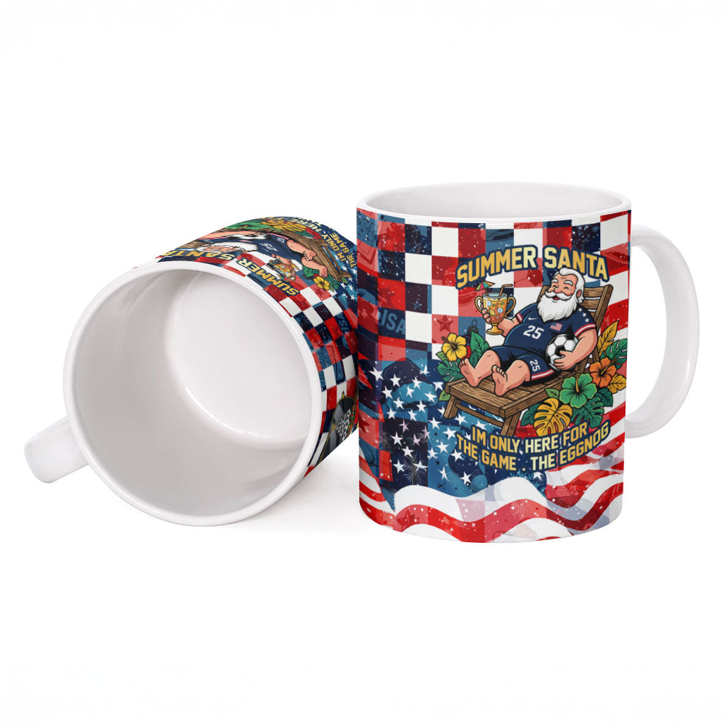 USA Soccer Summer Christmas In July Ceramic Mug Summer Santa World Football 2026