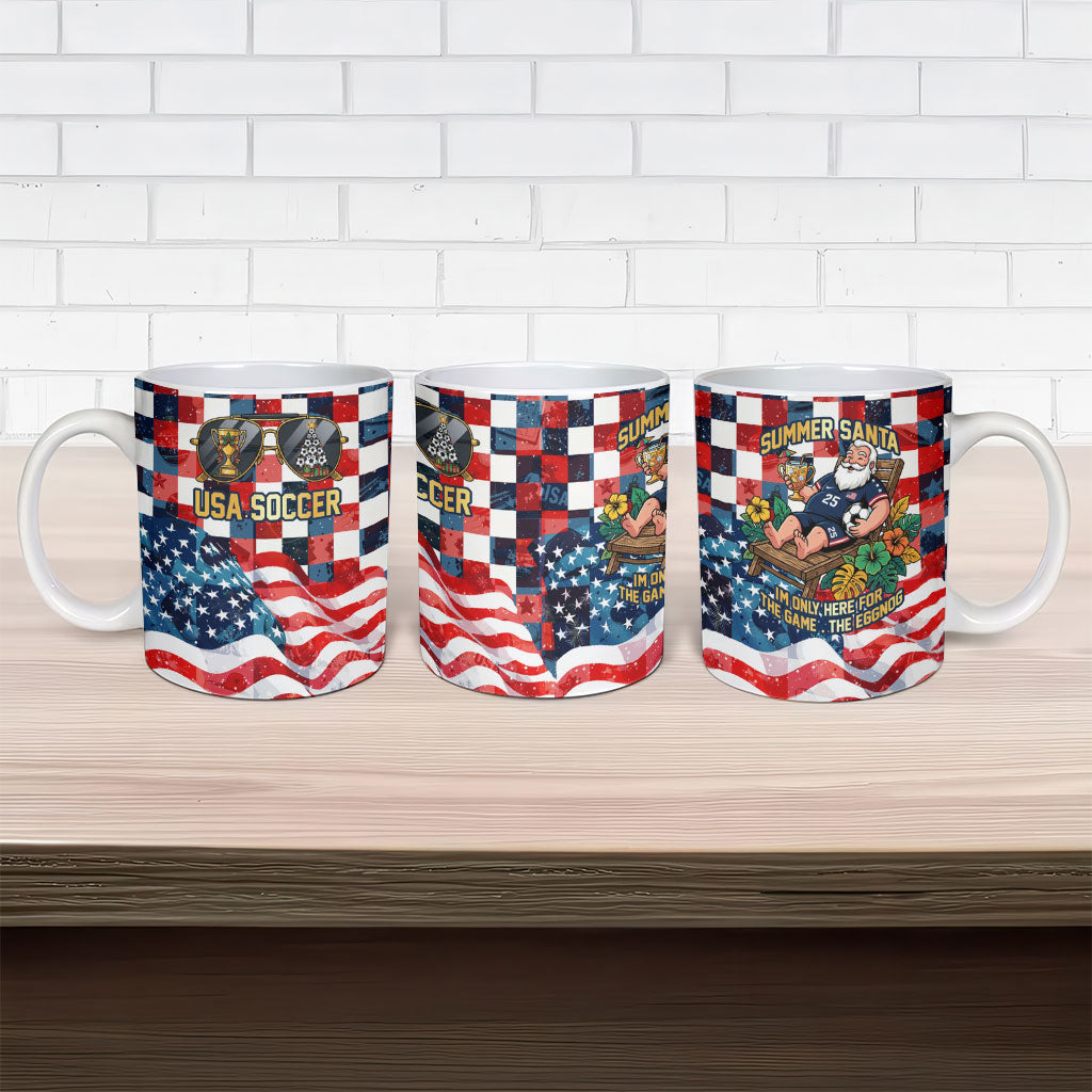 USA Soccer Summer Christmas In July Ceramic Mug Summer Santa World Football 2026