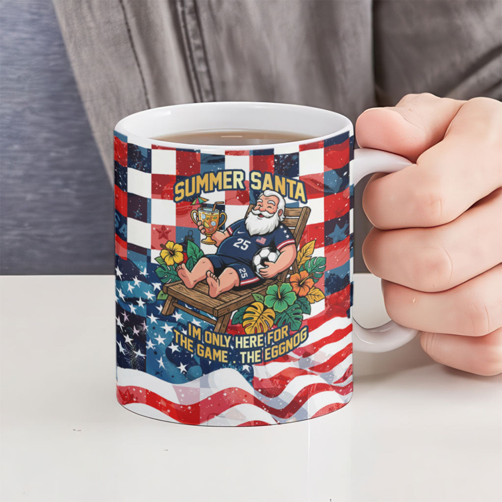 USA Soccer Summer Christmas In July Ceramic Mug Summer Santa World Football 2026