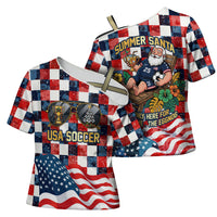 USA Soccer Summer Christmas In July Cross Shoulder Shirt Summer Santa World Football 2026