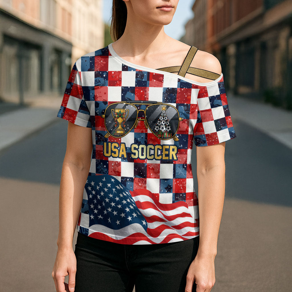 USA Soccer Summer Christmas In July Cross Shoulder Shirt Summer Santa World Football 2026