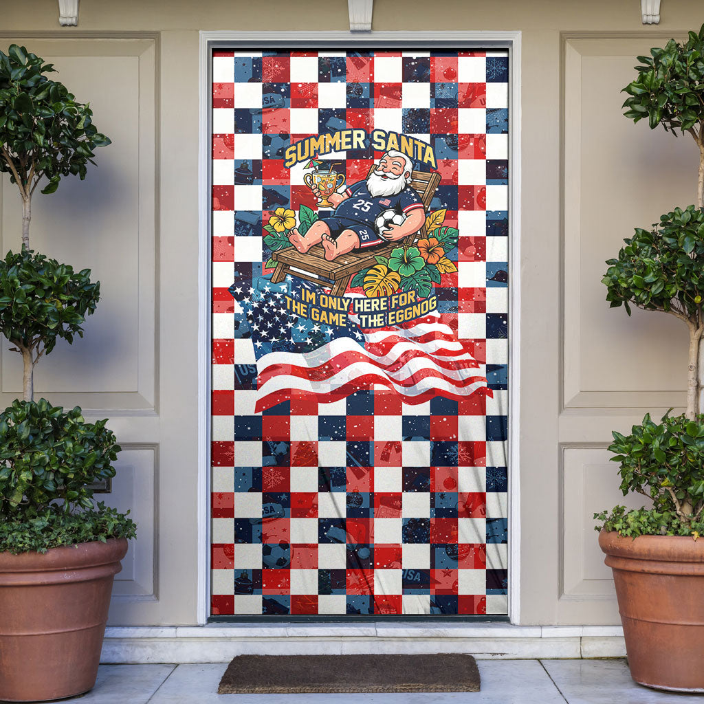 USA Soccer Summer Christmas In July Door Cover Summer Santa World Football 2026