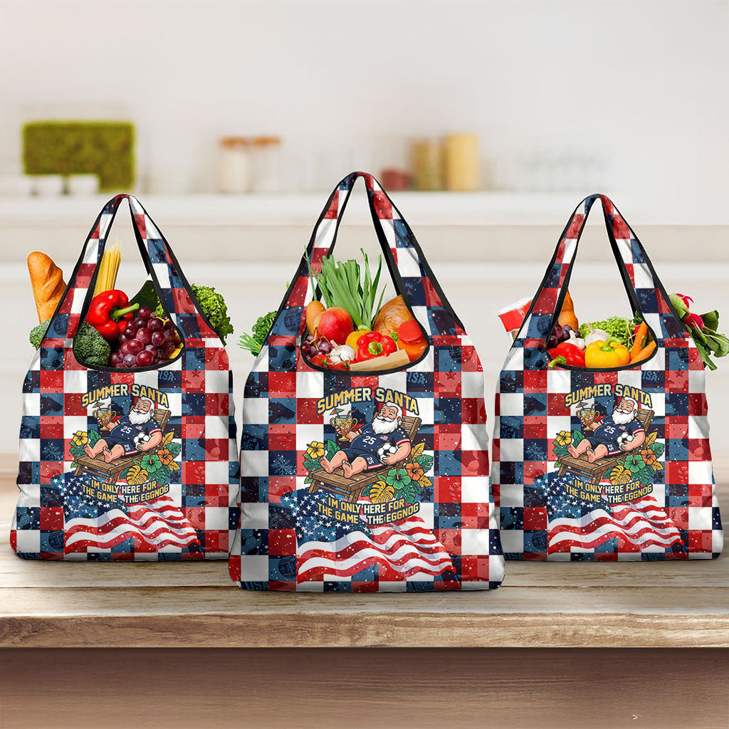 USA Soccer Summer Christmas In July Grocery Bag Summer Santa World Football 2026
