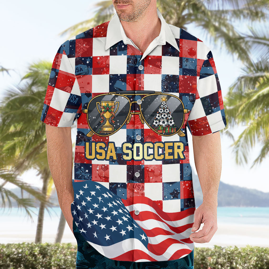 USA Soccer Summer Christmas In July Hawaiian Shirt Summer Santa World Football 2026