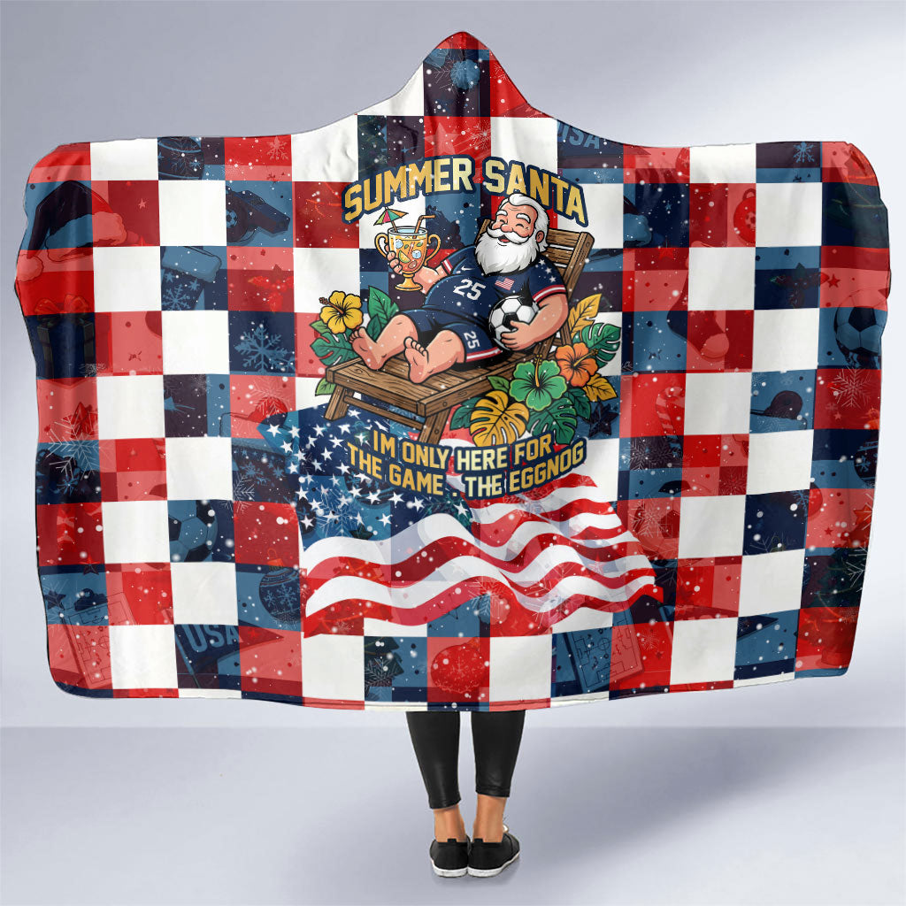 USA Soccer Summer Christmas In July Hooded Blanket Summer Santa World Football 2026