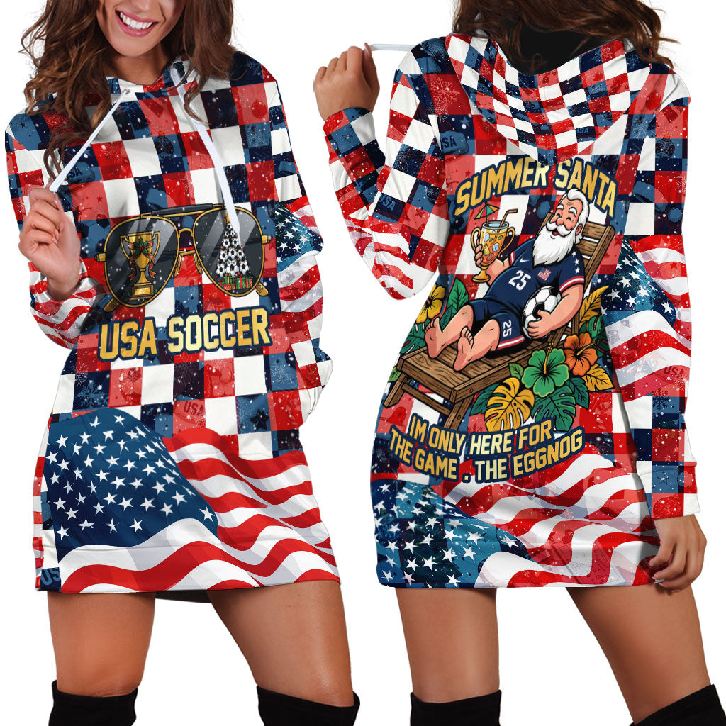 USA Soccer Summer Christmas In July Hoodie Dress Summer Santa World Football 2026