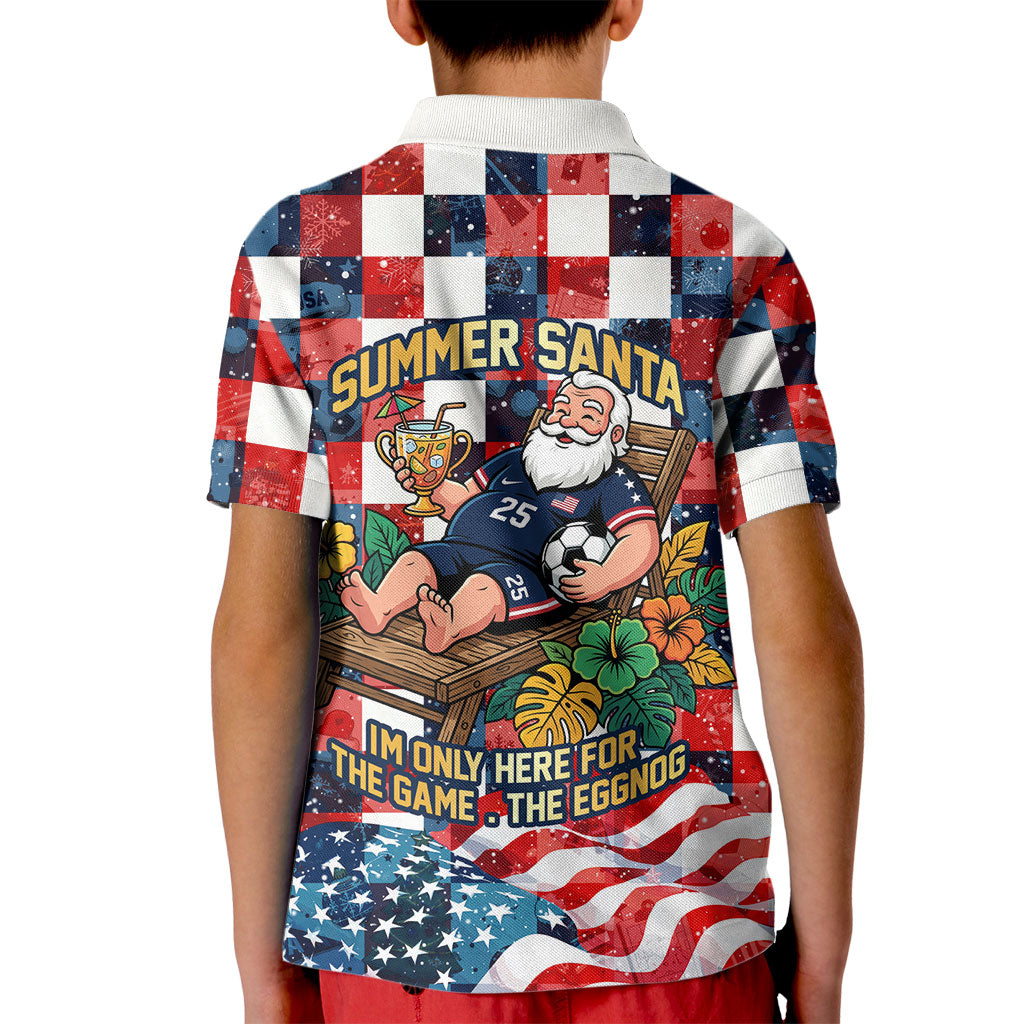 USA Soccer Summer Christmas In July Kid Polo Shirt Summer Santa World Football 2026