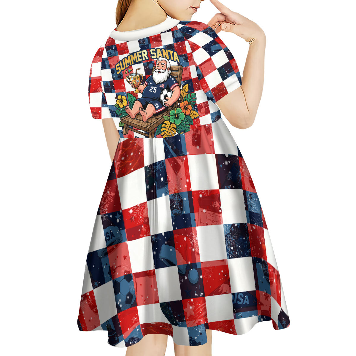 USA Soccer Summer Christmas In July Kid Short Sleeve Dress Summer Santa World Football 2026
