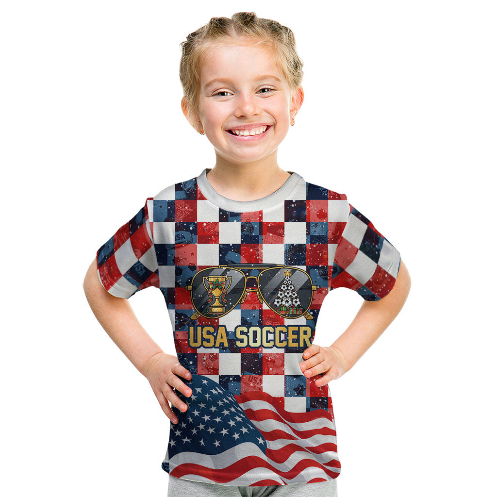 USA Soccer Summer Christmas In July Kid T Shirt Summer Santa World Football 2026