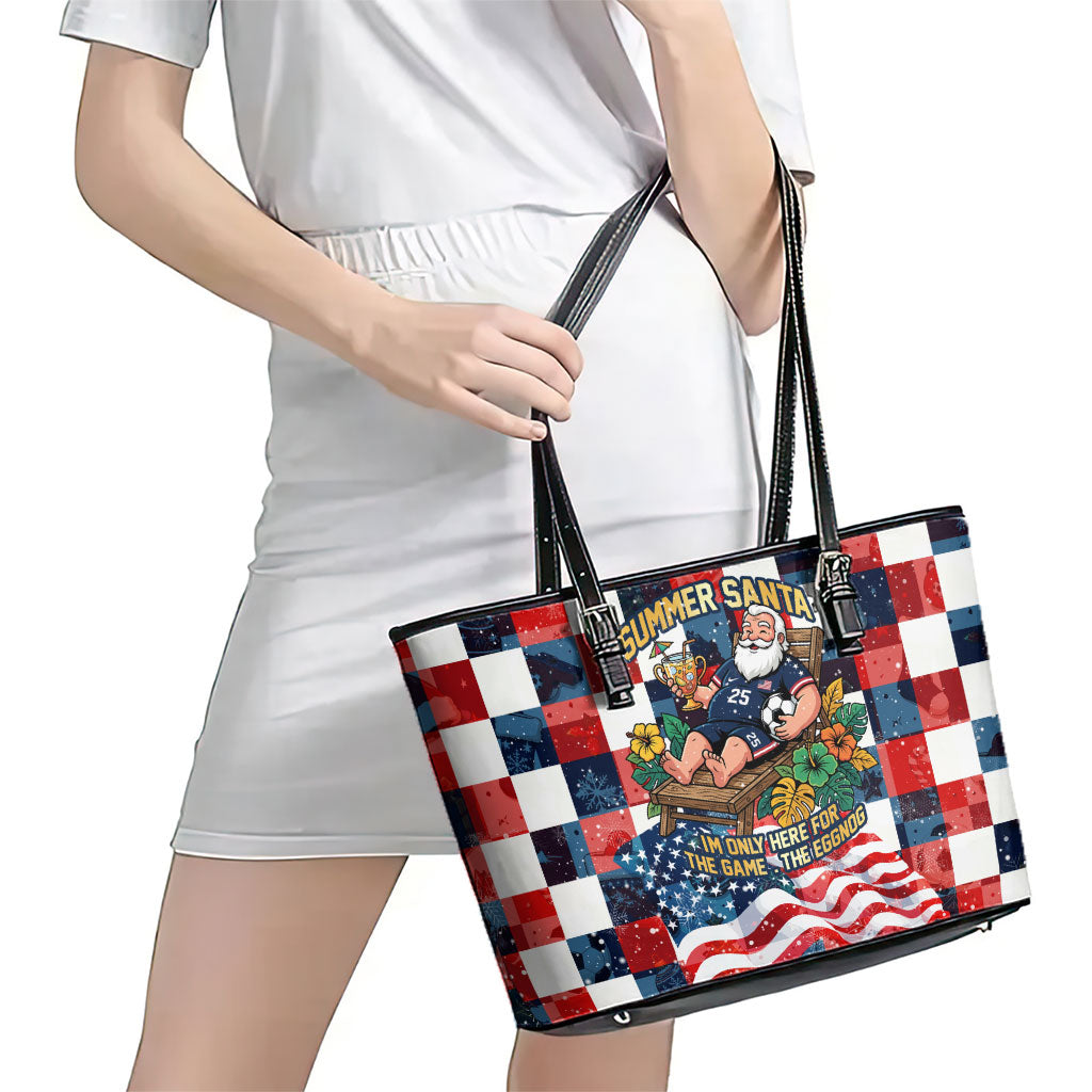 USA Soccer Summer Christmas In July Leather Tote Bag Summer Santa World Football 2026