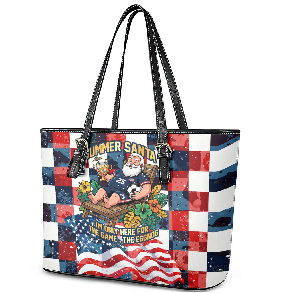 USA Soccer Summer Christmas In July Leather Tote Bag Summer Santa World Football 2026