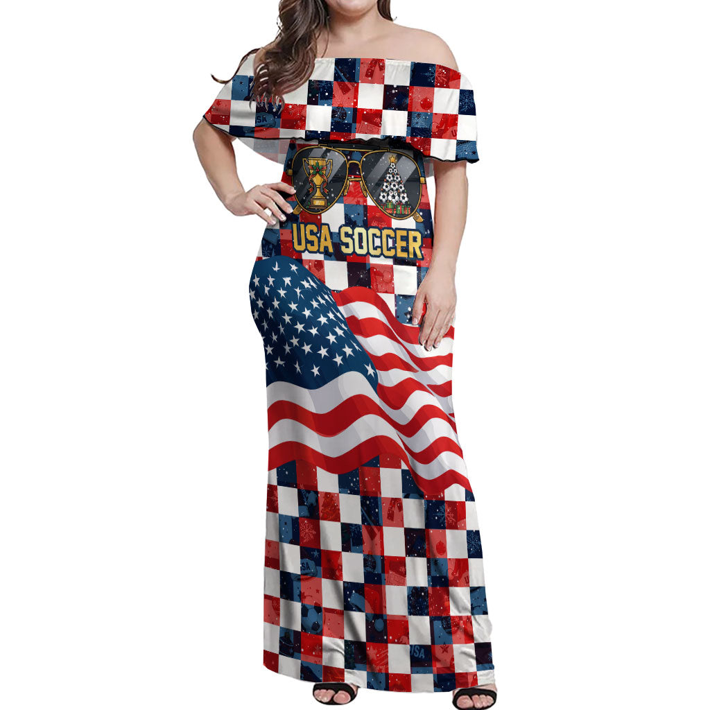 USA Soccer Summer Christmas In July Off Shoulder Maxi Dress Summer Santa World Football 2026