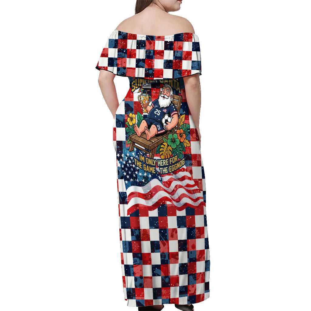USA Soccer Summer Christmas In July Off Shoulder Maxi Dress Summer Santa World Football 2026