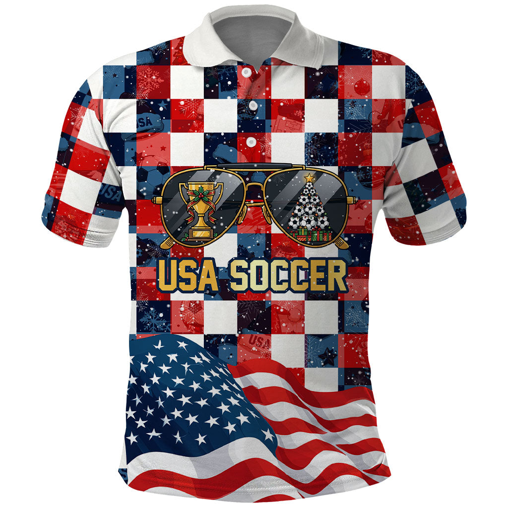 USA Soccer Summer Christmas In July Polo Shirt Summer Santa World Football 2026