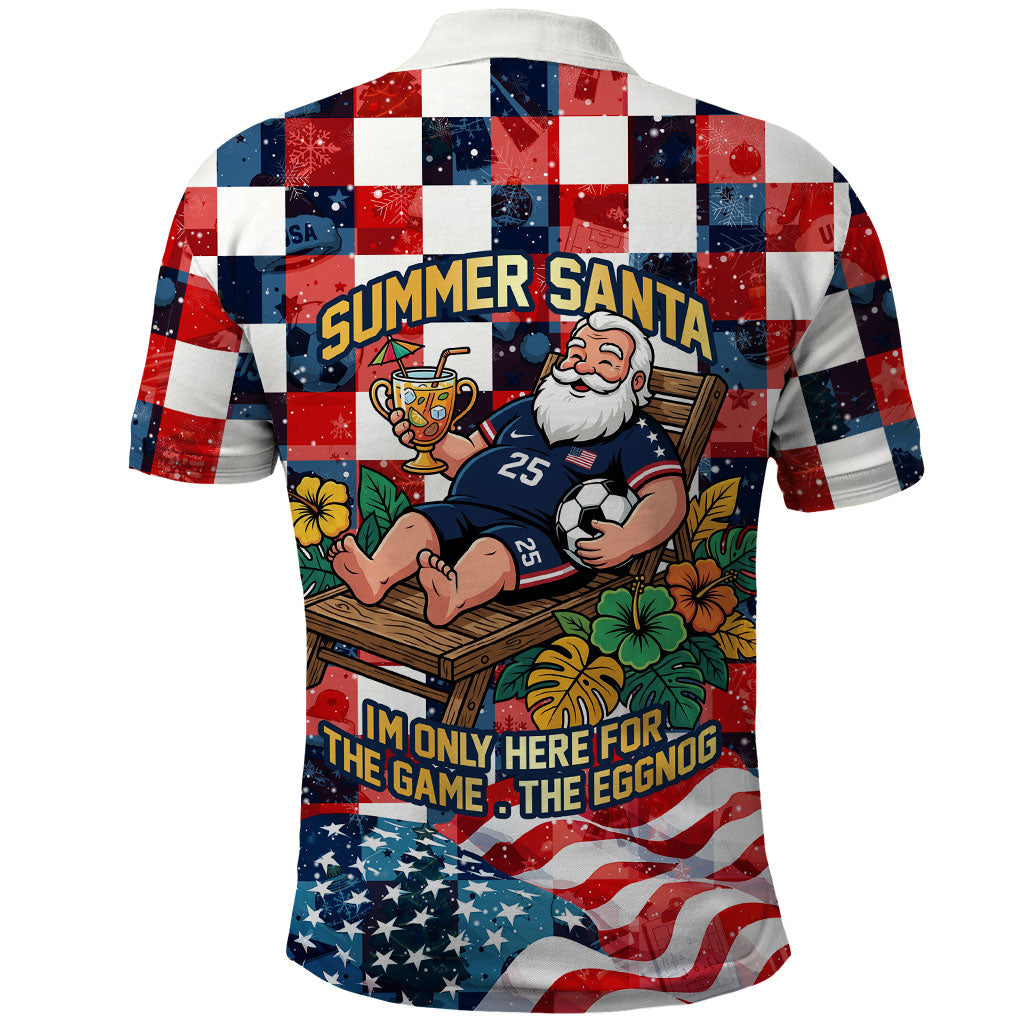 USA Soccer Summer Christmas In July Polo Shirt Summer Santa World Football 2026