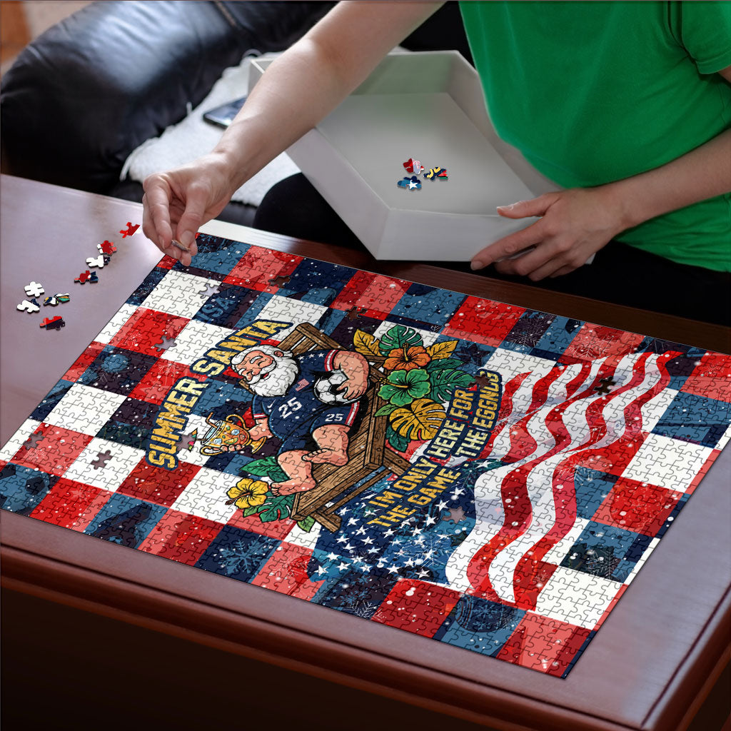 USA Soccer Summer Christmas In July Puzzle Summer Santa World Football 2026