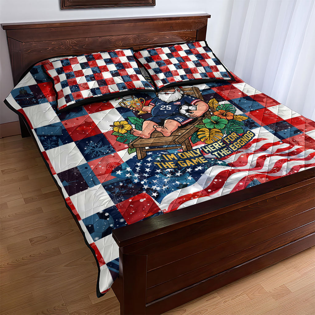 USA Soccer Summer Christmas In July Quilt Bed Set Summer Santa World Football 2026