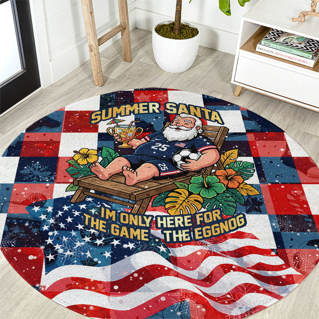 USA Soccer Summer Christmas In July Round Carpet Summer Santa World Football 2026