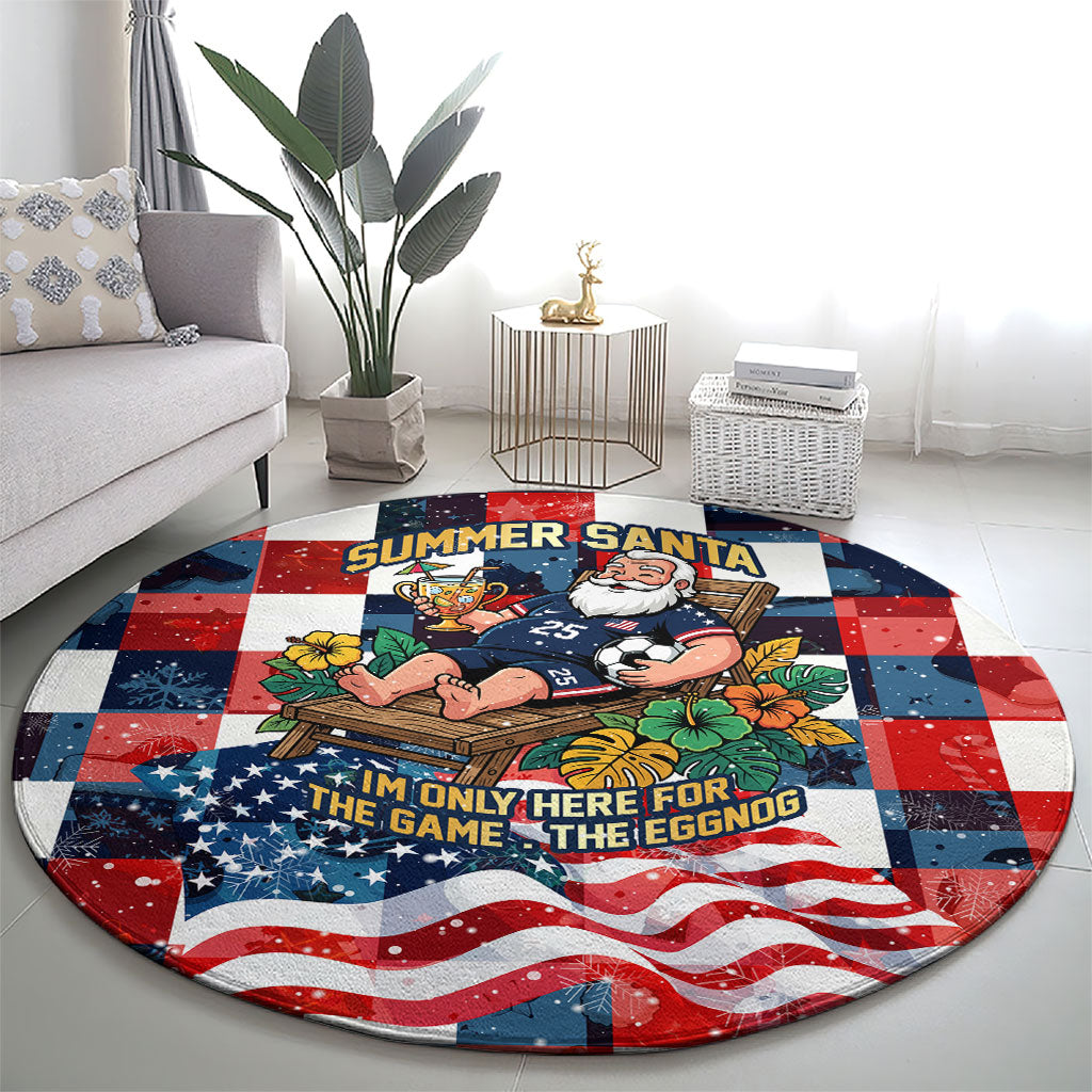 USA Soccer Summer Christmas In July Round Carpet Summer Santa World Football 2026
