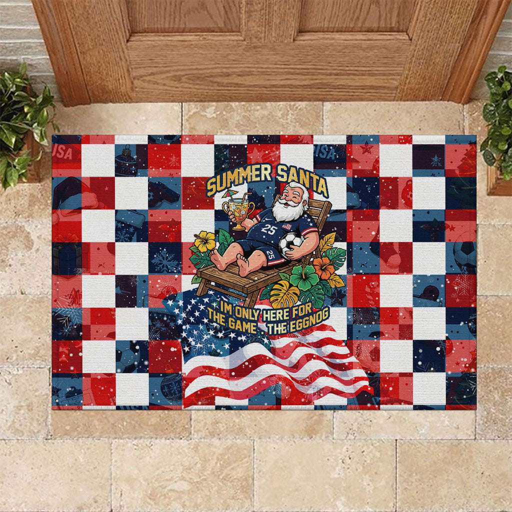 USA Soccer Summer Christmas In July Rubber Doormat Summer Santa World Football 2026