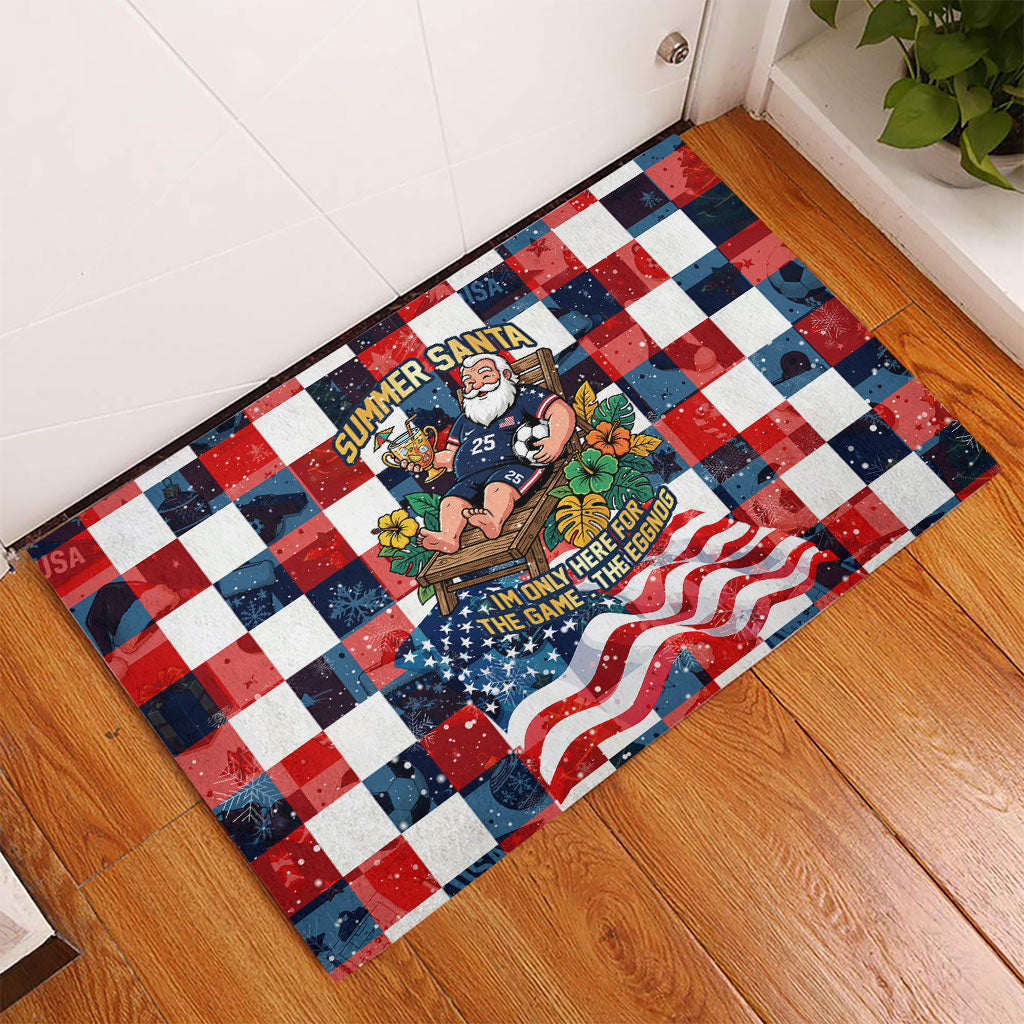 USA Soccer Summer Christmas In July Rubber Doormat Summer Santa World Football 2026