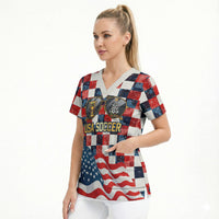 USA Soccer Summer Christmas In July Scrub Top Summer Santa World Football 2026
