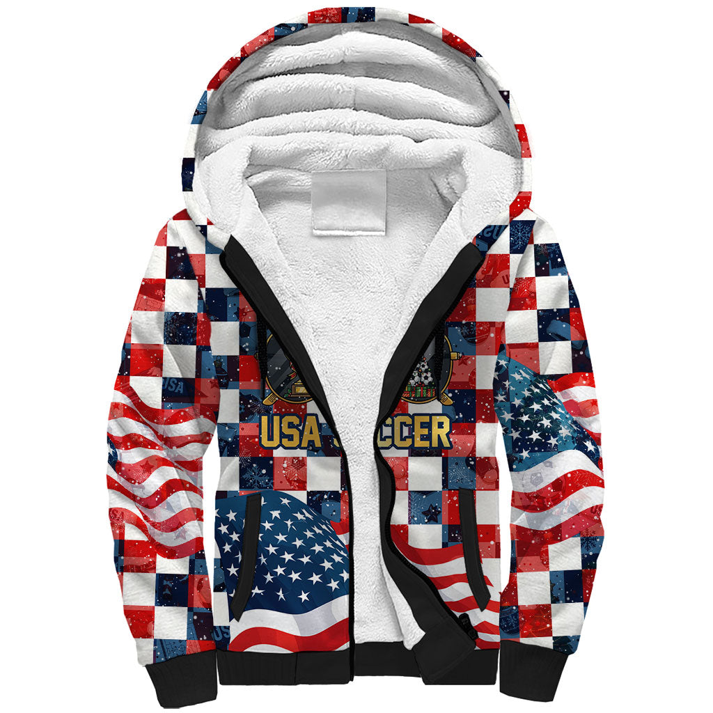 USA Soccer Summer Christmas In July Sherpa Hoodie Summer Santa World Football 2026