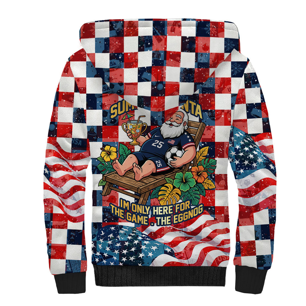 USA Soccer Summer Christmas In July Sherpa Hoodie Summer Santa World Football 2026