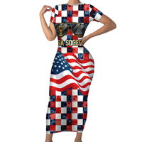 USA Soccer Summer Christmas In July Short Sleeve Bodycon Dress Summer Santa World Football 2026