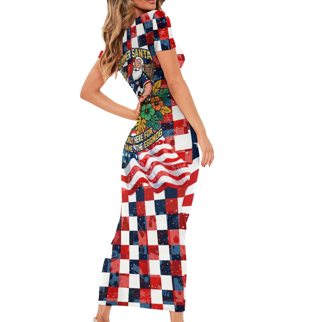 USA Soccer Summer Christmas In July Short Sleeve Bodycon Dress Summer Santa World Football 2026