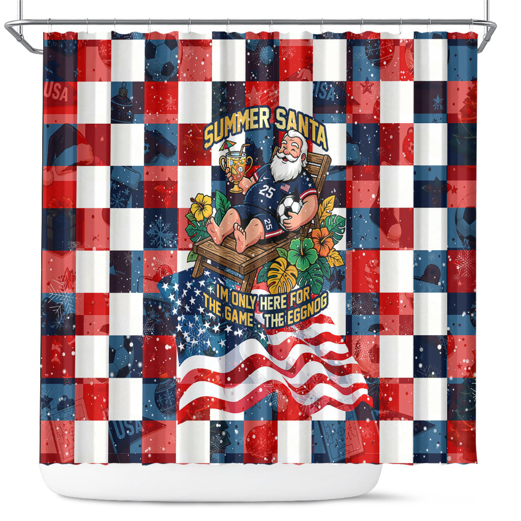 USA Soccer Summer Christmas In July Shower Curtain Summer Santa World Football 2026