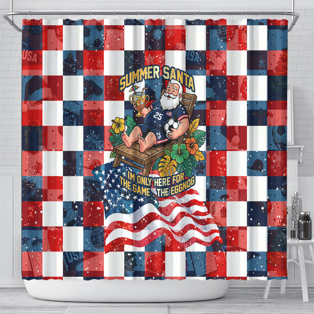 USA Soccer Summer Christmas In July Shower Curtain Summer Santa World Football 2026