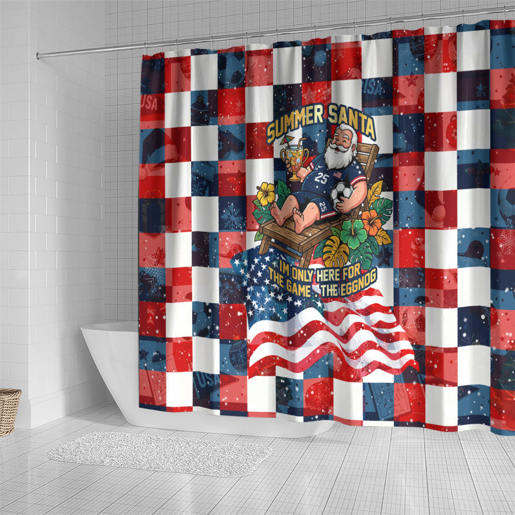 USA Soccer Summer Christmas In July Shower Curtain Summer Santa World Football 2026