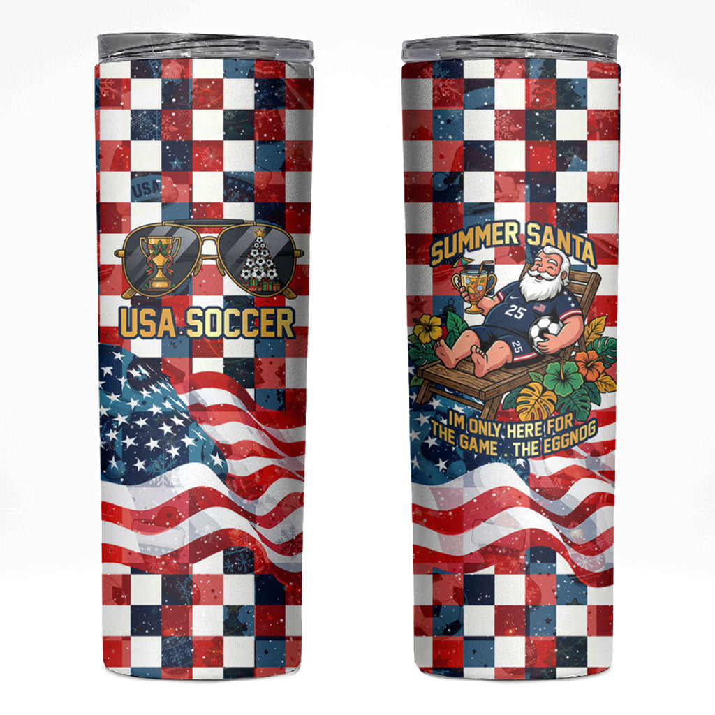 USA Soccer Summer Christmas In July Skinny Tumbler Summer Santa World Football 2026