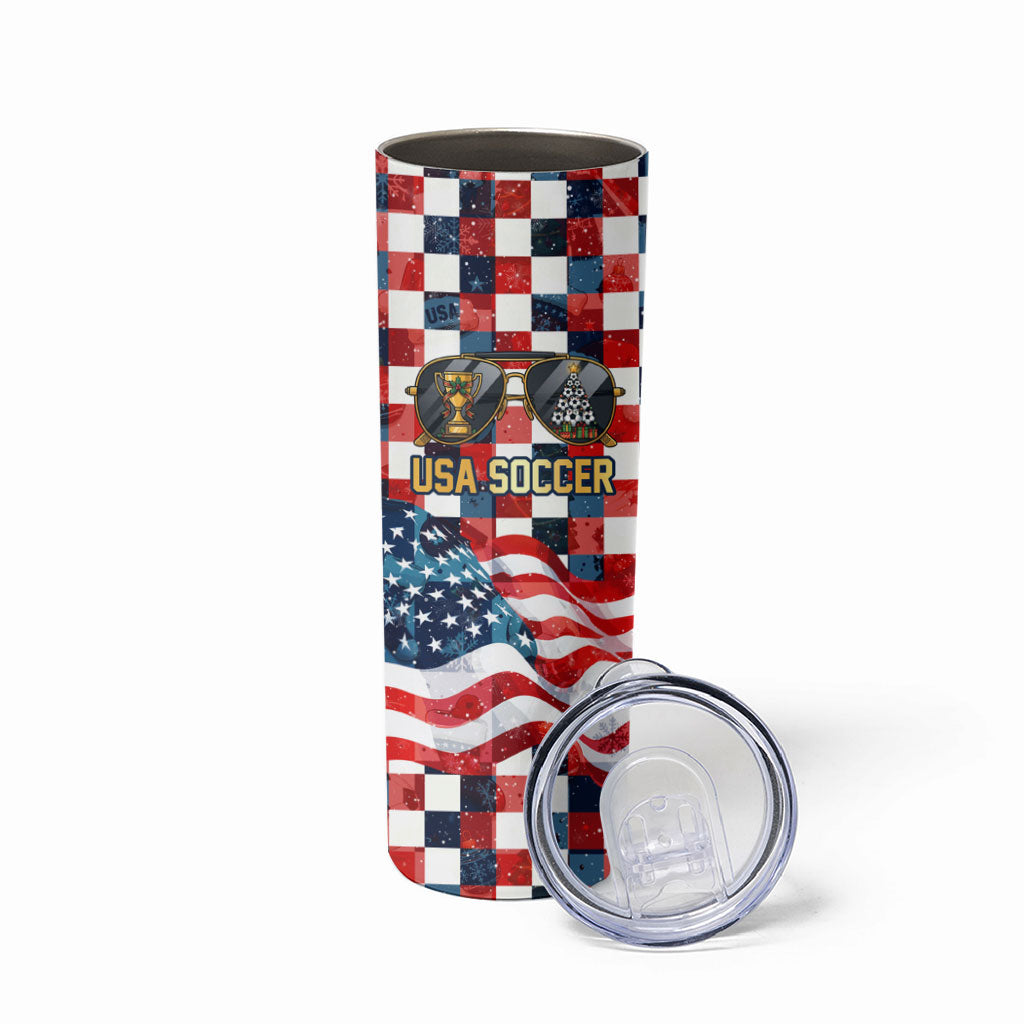 USA Soccer Summer Christmas In July Skinny Tumbler Summer Santa World Football 2026