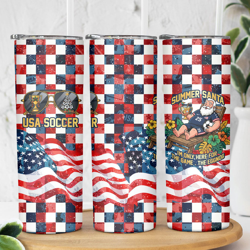 USA Soccer Summer Christmas In July Skinny Tumbler Summer Santa World Football 2026