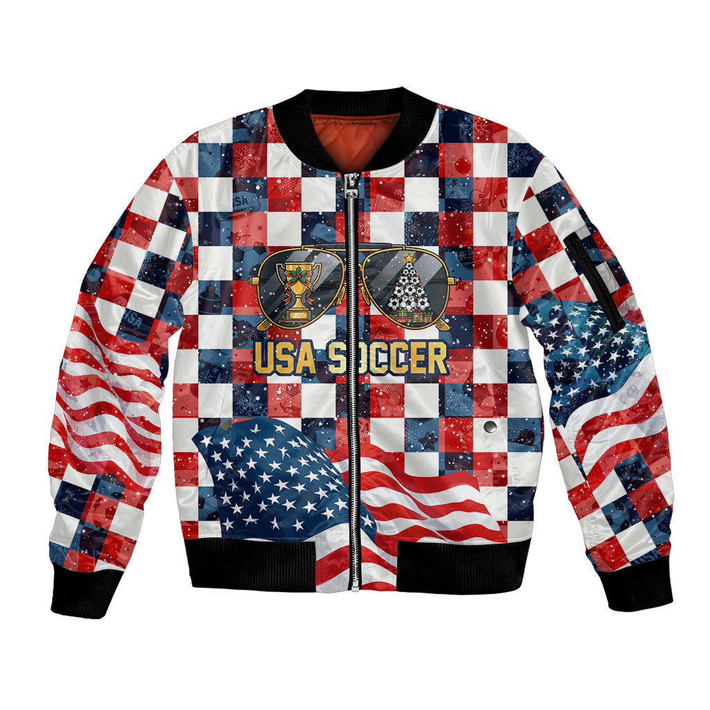USA Soccer Summer Christmas In July Sleeve Zip Bomber Jacket Summer Santa World Football 2026