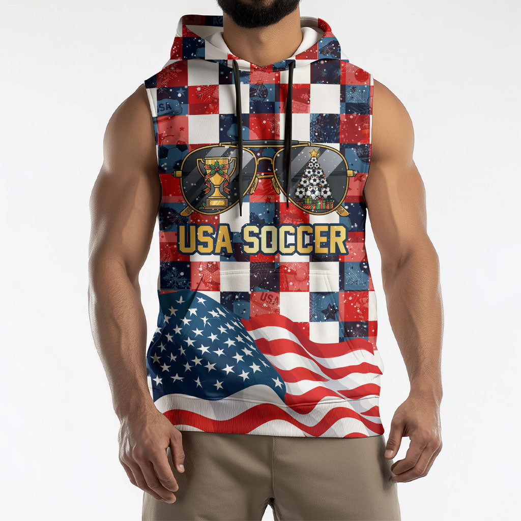 USA Soccer Summer Christmas In July Sleeveless Hoodie Summer Santa World Football 2026