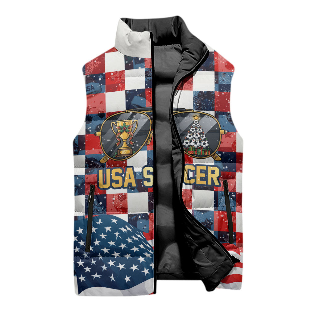 USA Soccer Summer Christmas In July Sleeveless Puffer Jacket Summer Santa World Football 2026