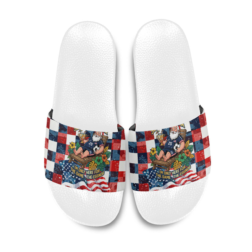 USA Soccer Summer Christmas In July Slide Sandals Summer Santa World Football 2026